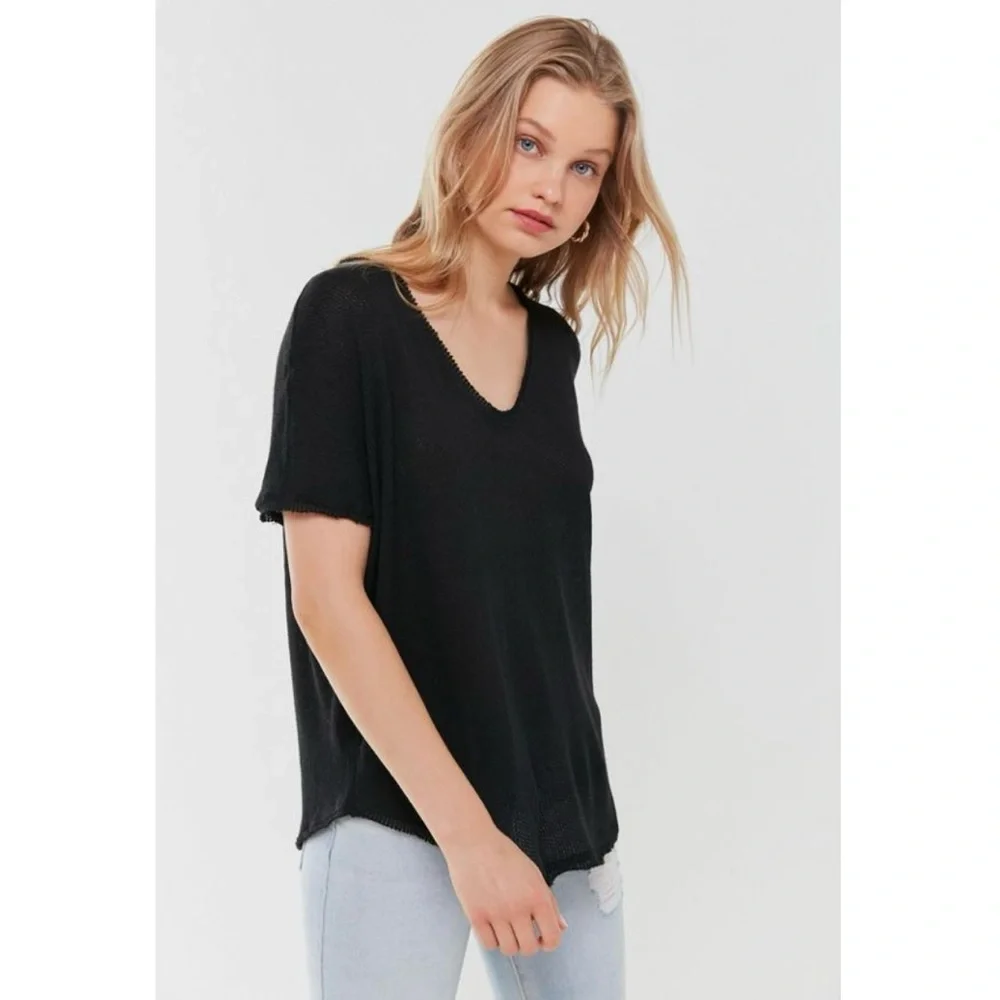 OUT FROM UNDER FRANKIE THERMAL OVERSIZED TEE (BLACK) - Picture 1 of 8